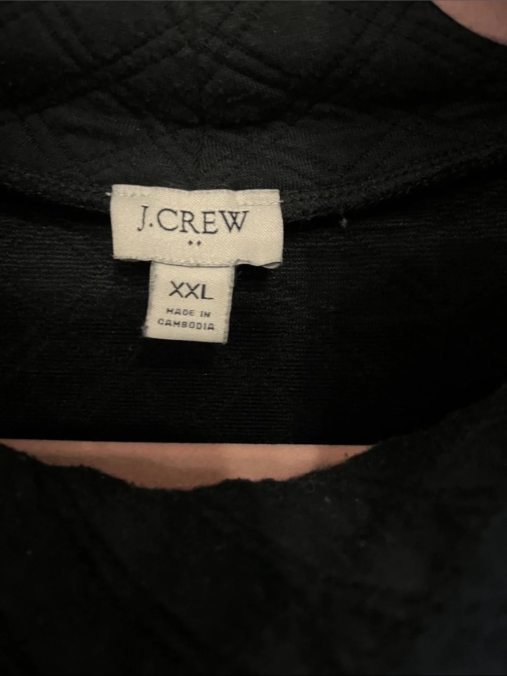 J. Crew Black Quilted Mock Neck Sweatshirt